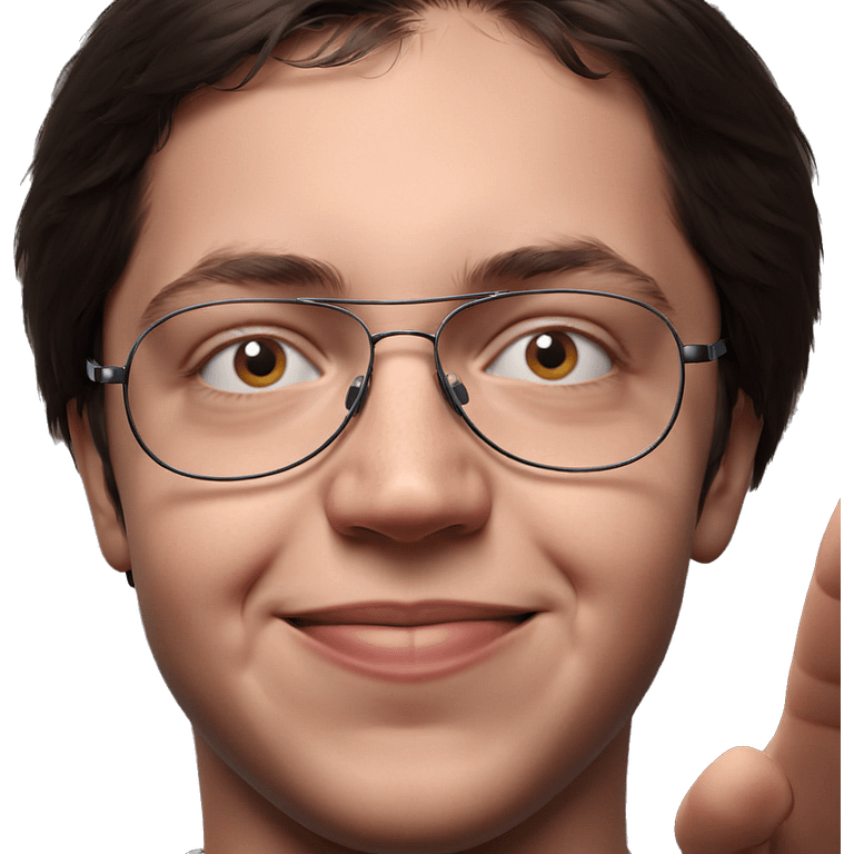 smiling boy with glasses portrait emoji