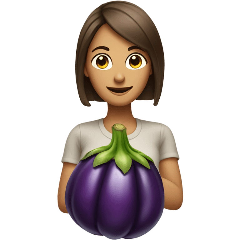 Smirking woman looking at eggplant emoji