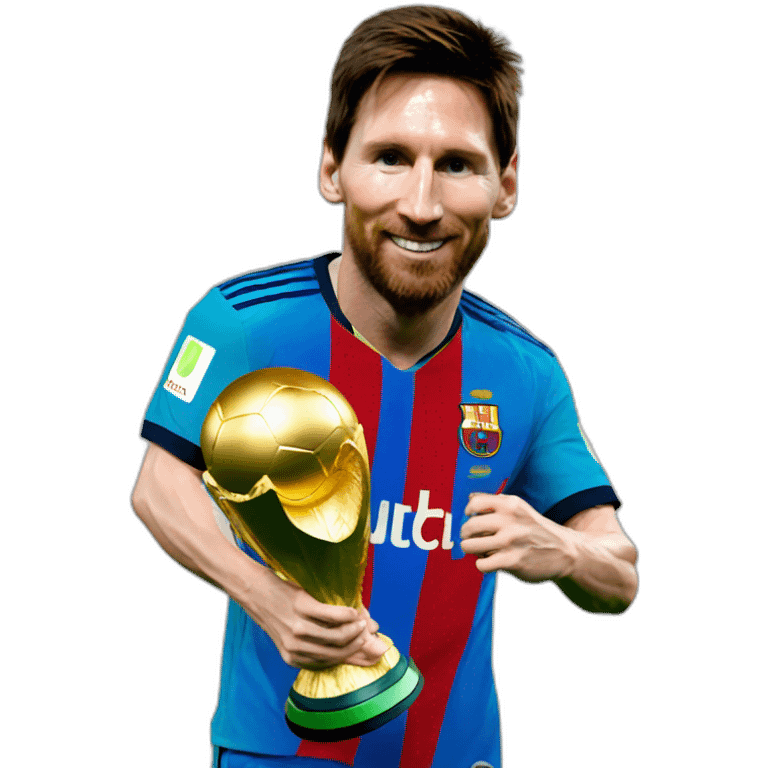 Lionel Messi holding World cup Trophy emoji