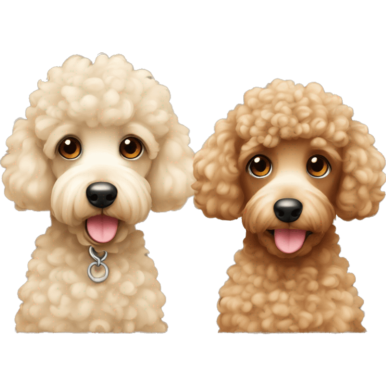 Two curly toy poodles one beige and one tan  emoji