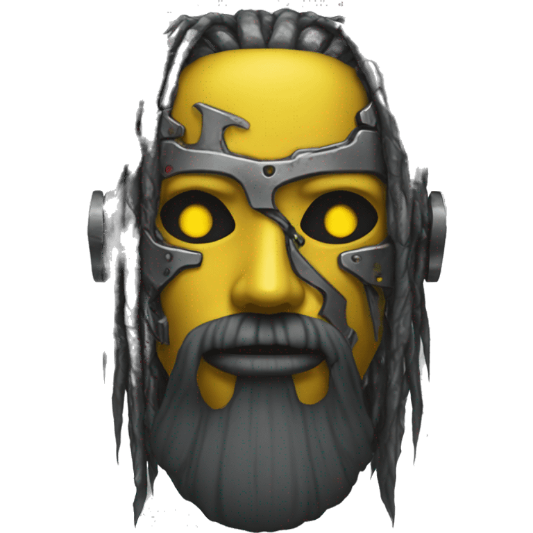 black metal cyborg head with yellow beard emoji