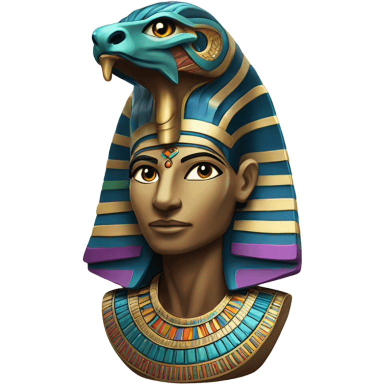 colourful statue of egypt god with cobra
face emoji