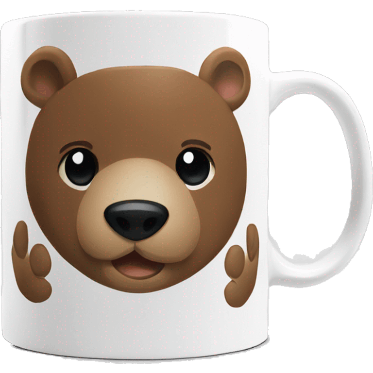 White mug with bear print emoji