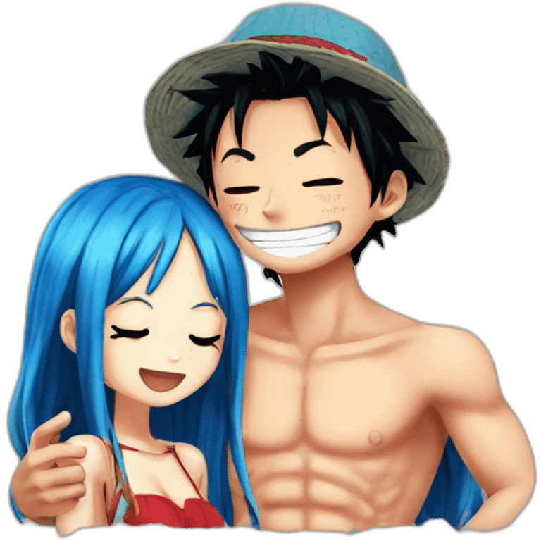 luffy et Nami bisous emoji