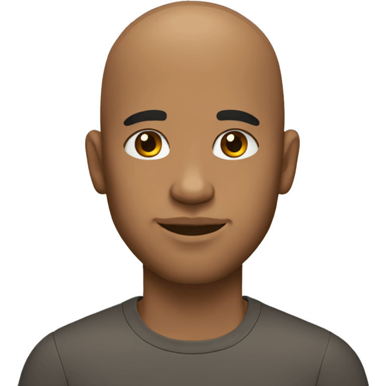 young man, brown skin, no hair, beard, black eyes, shirt emoji