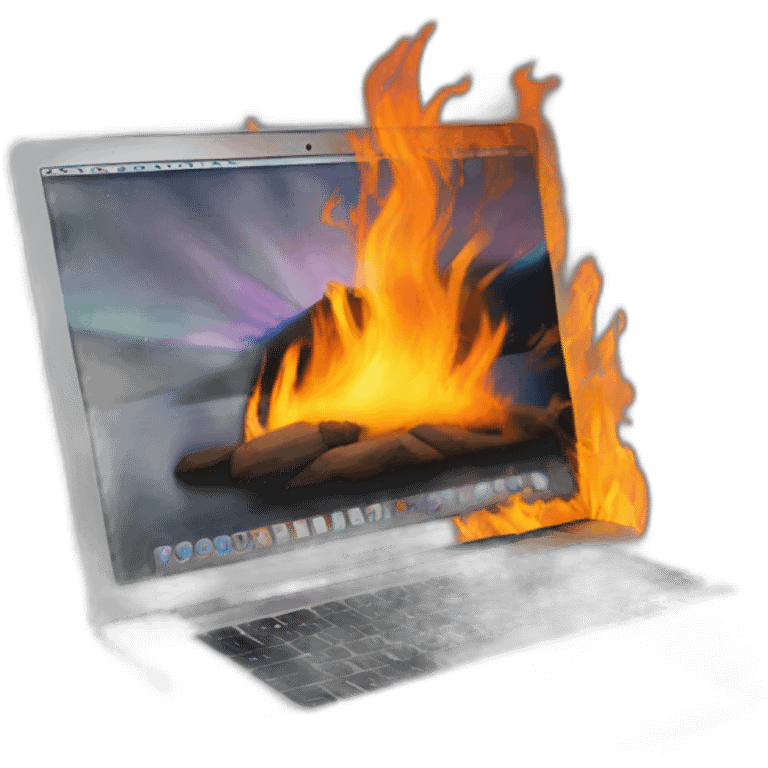 macbook pro on fire emoji