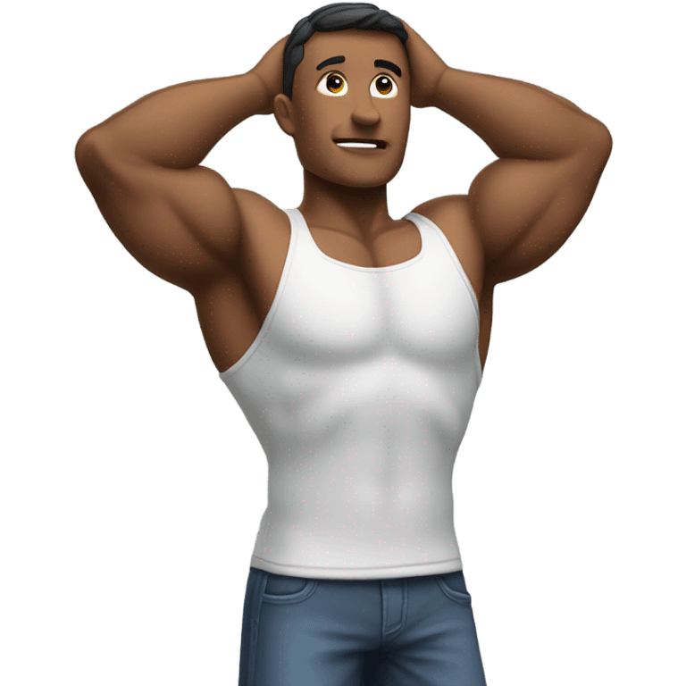 muscle man figure hands behind your head emoji