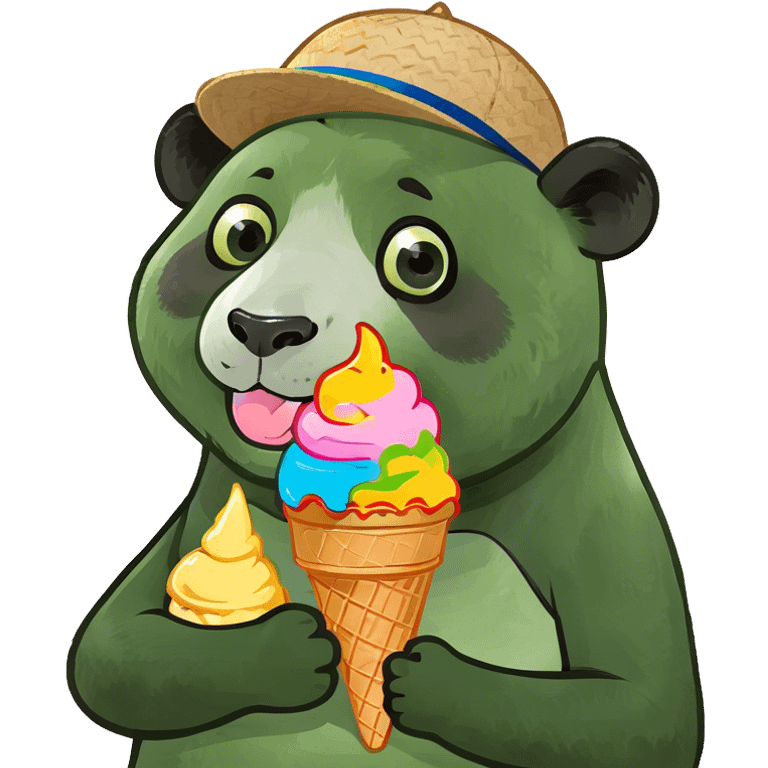 Panda eating ice cream emoji