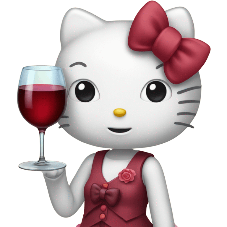 Hello Kitty drinking red wine emoji