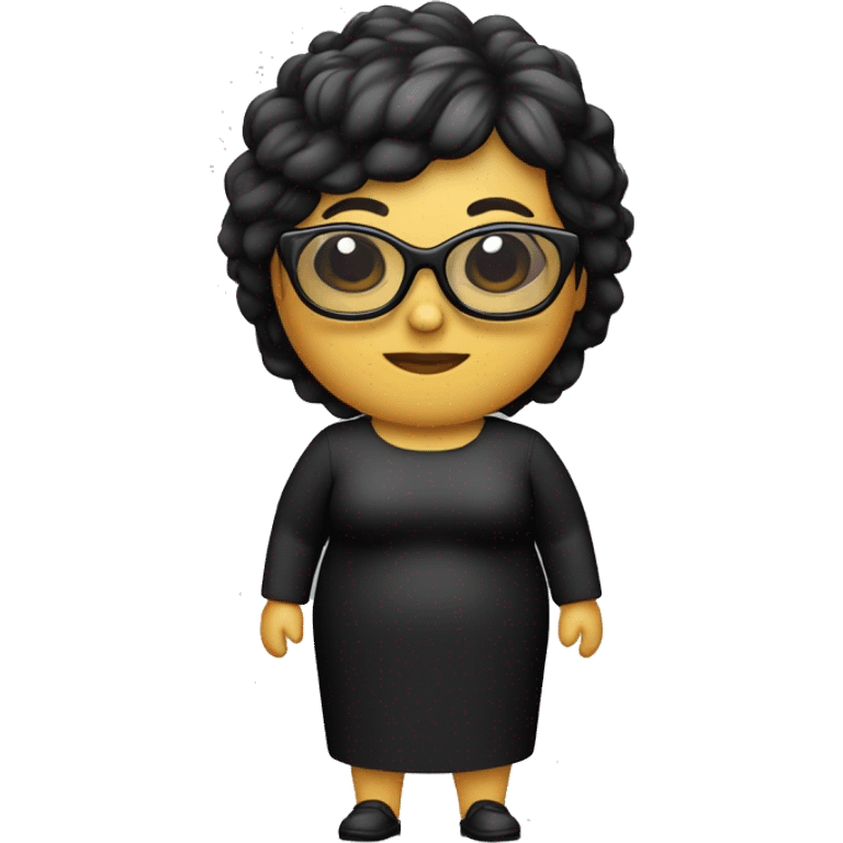 Mujer 52 años ,gordita,con gafas pelo largo negro i flequillo pelo negro emoji