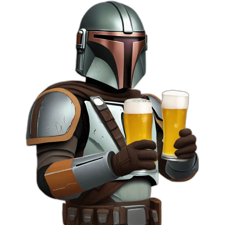 mandolorian drinking beer emoji