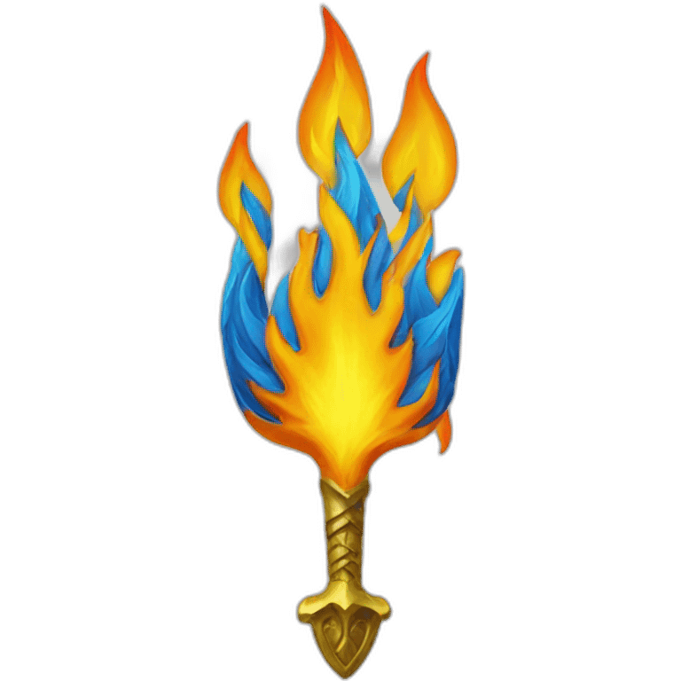 flame in the shape of ukrainian trident emoji