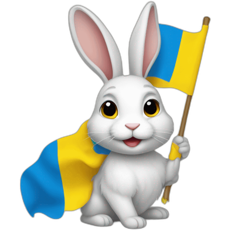 rabbit in a Ukrainian flag emoji