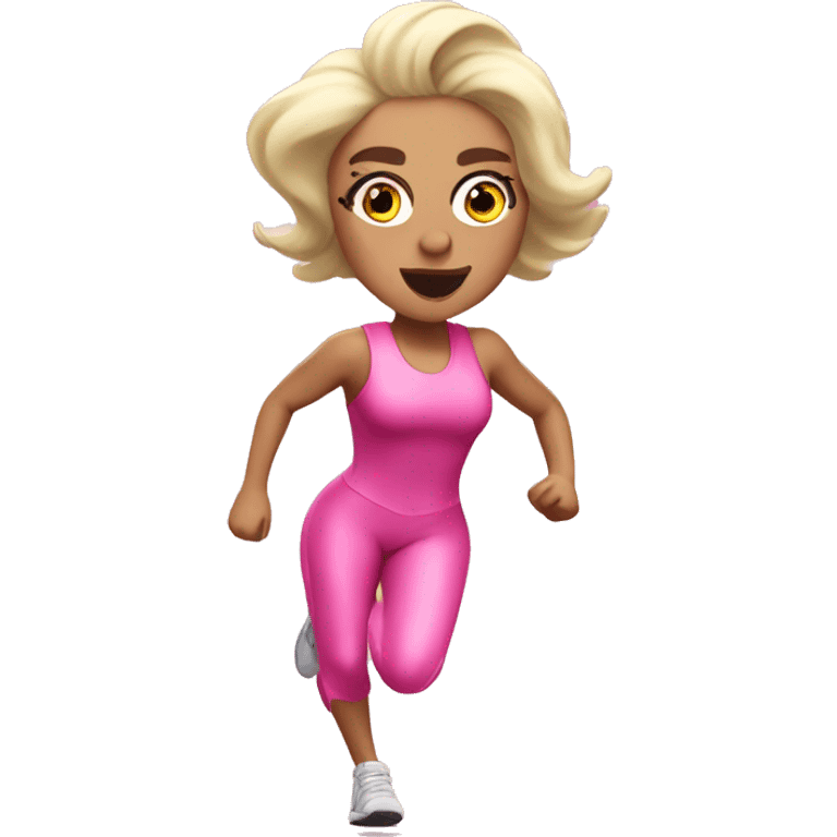 Lady Gaga running in a pink outfit emoji