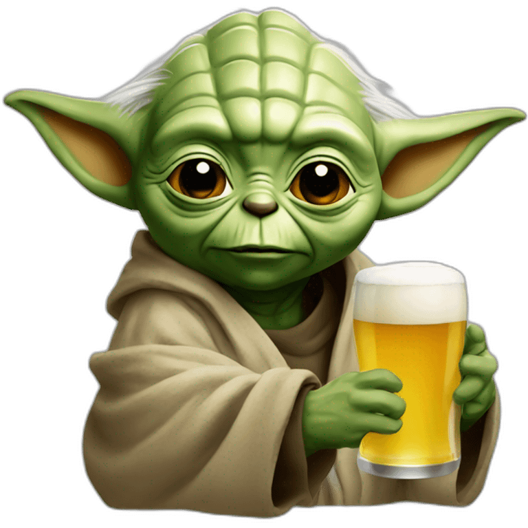 Yoda drinking a beer emoji