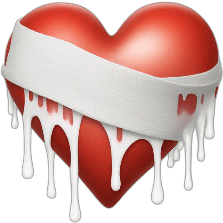 bandaged red heart with white liquid dripping from the bottom emoji