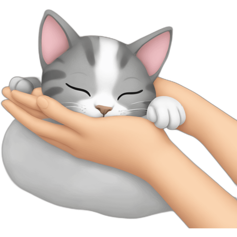 Cat sleeping on the hands emoji