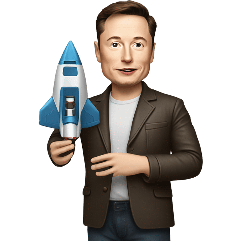 Elon musk holding a mini toy spaceship  emoji