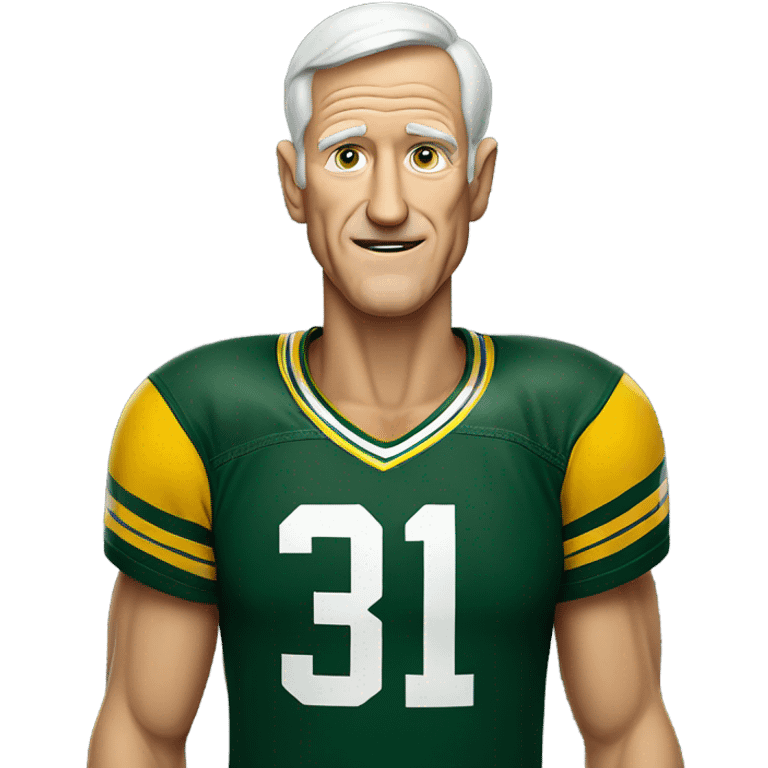 Older skinny white guy with greenbay packers shirt  emoji