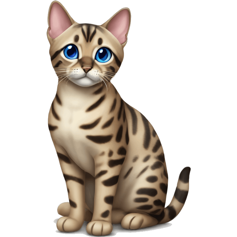 Seal Bengal cat with Blue eyes sitting emoji