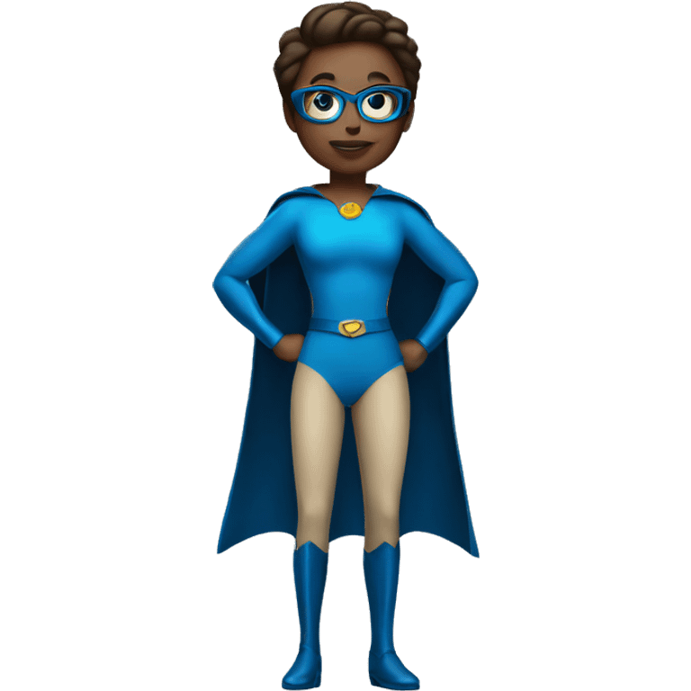 blue eyes librarian full body as superhero full body emoji