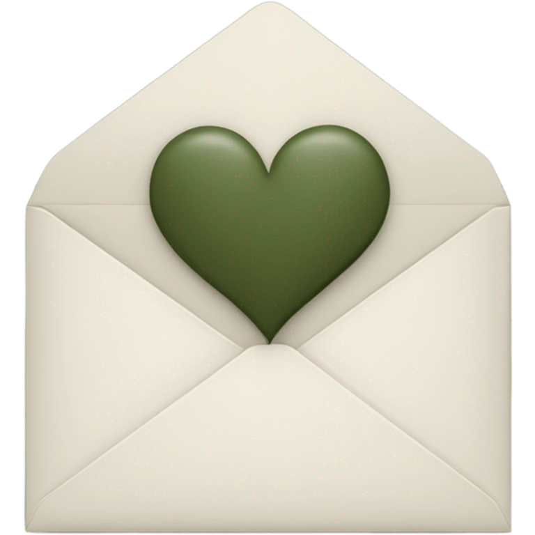 white envelope with a dark khaki green heart emoji