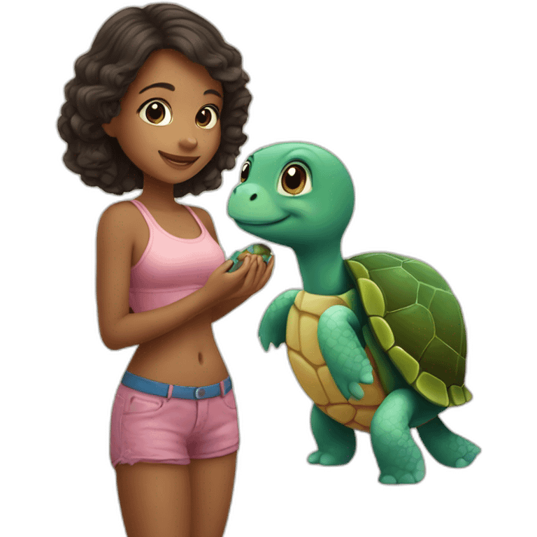 girl with a cute turtle emoji