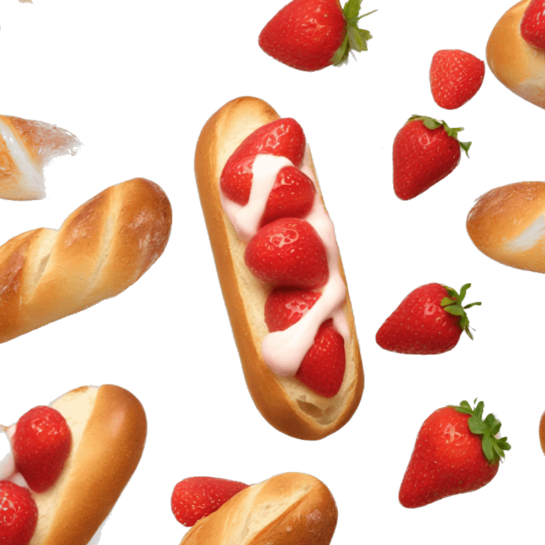 Baguette covered in strawberry cream cheese emoji