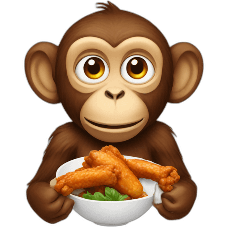 monkey eating a chicken wing emoji