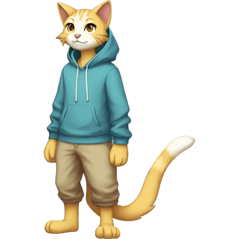 Anthro Sona Fakemon feline with a hoodie Full Body emoji