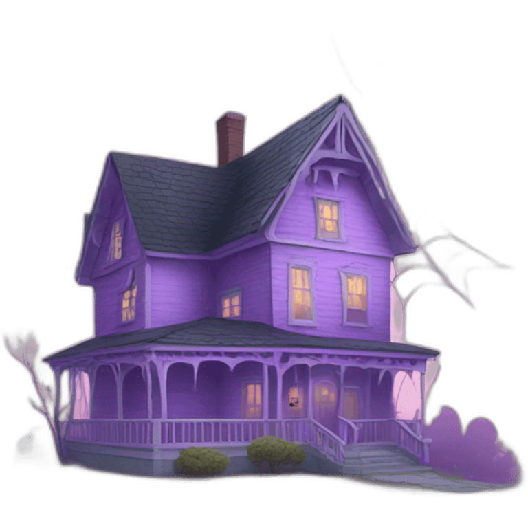 Haunted lilac house with spiderwebs  emoji