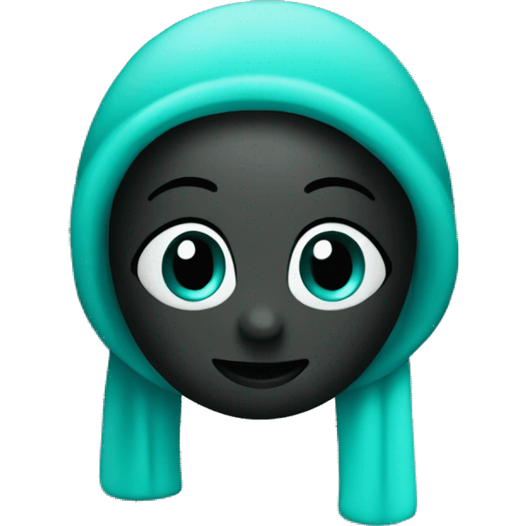 Turquoise and black emoji showing a free gift emoji