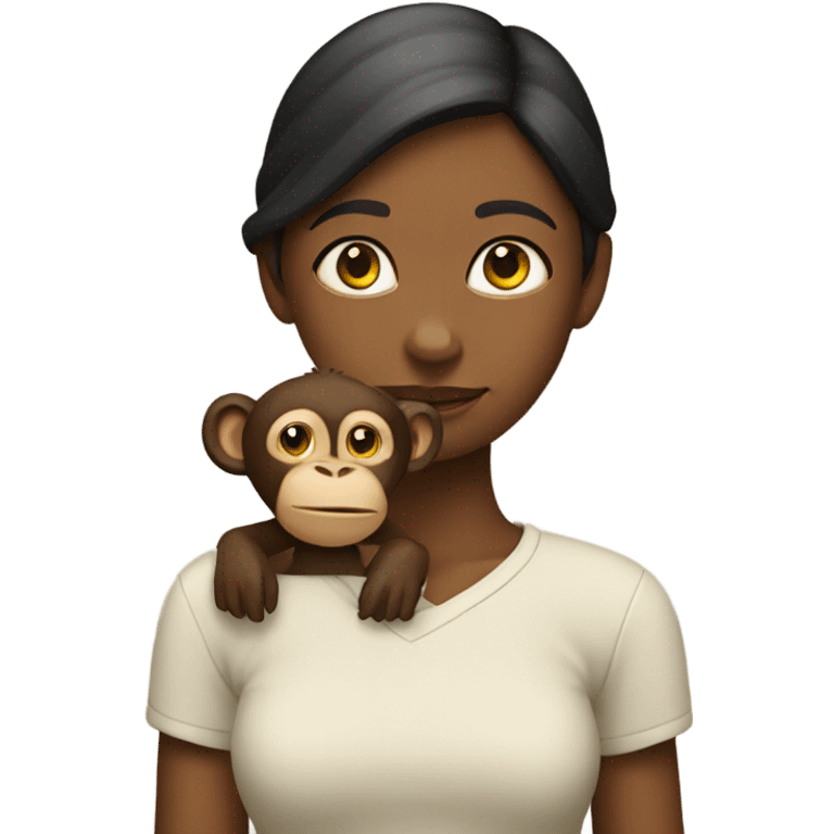 girl with monkey on her shoulder emoji