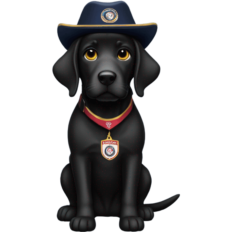 Black lab wearing Washington commanders hat emoji