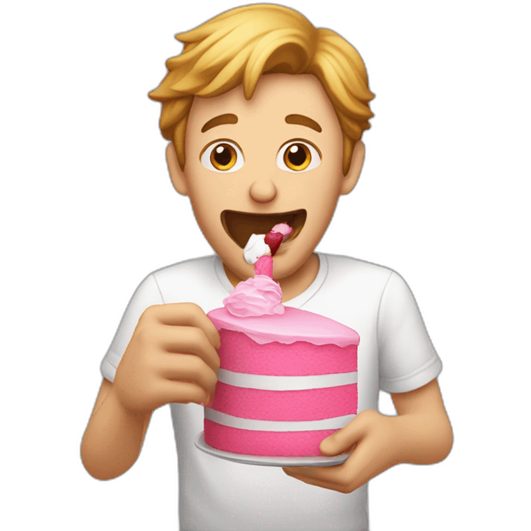 A White Guy Biting a Pink Cake emoji