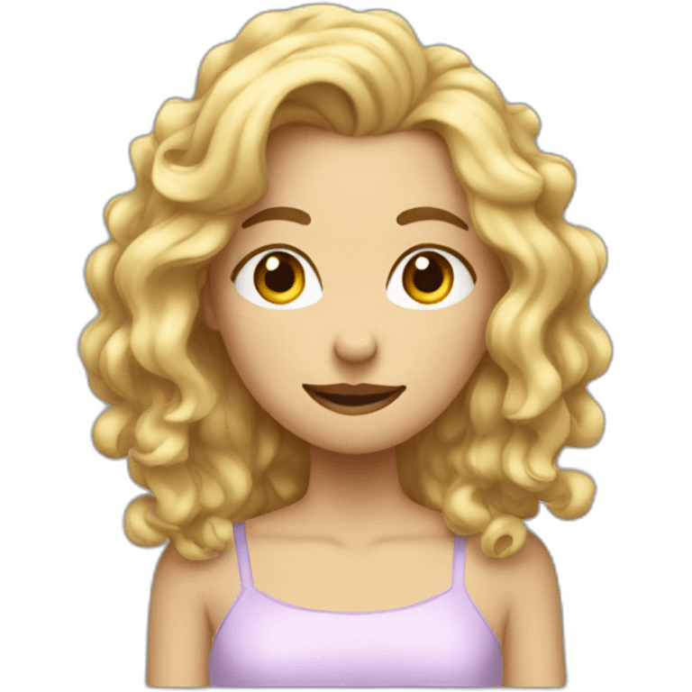 Femme blonde au cheveux bouclés qui dab emoji