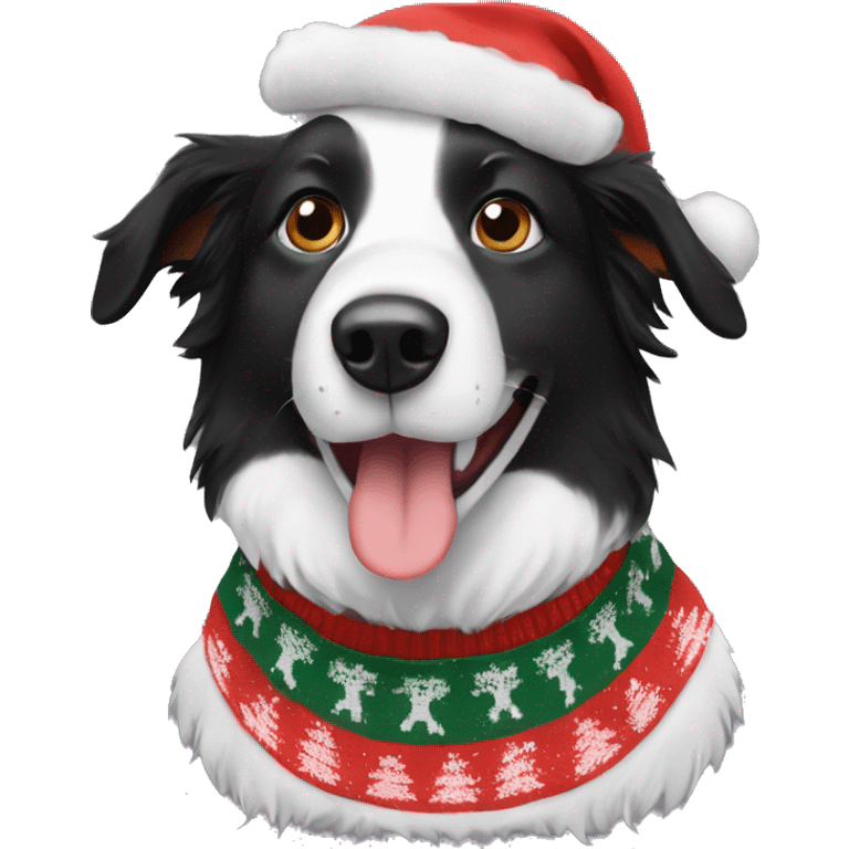 Border Collie wearing christmas Sweater  emoji