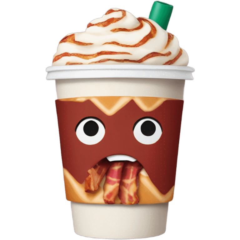 Cute Starbucks cup with hands holding a piece of bacon emoji