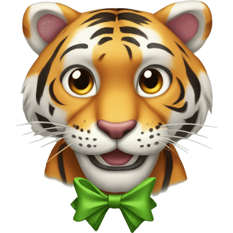 tiger wearing a bow emoji