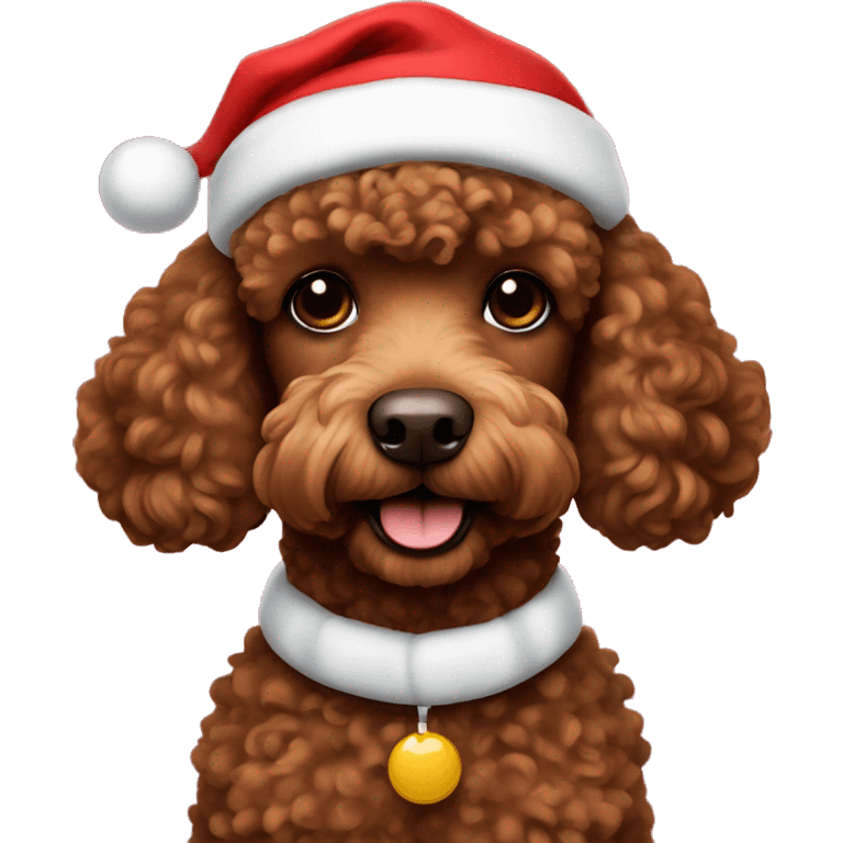 Brown Poodle in Santa suit  emoji