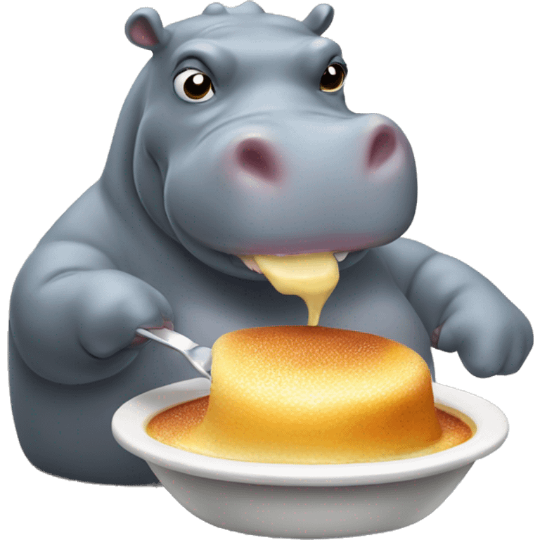 Hippo eating creme brulee emoji