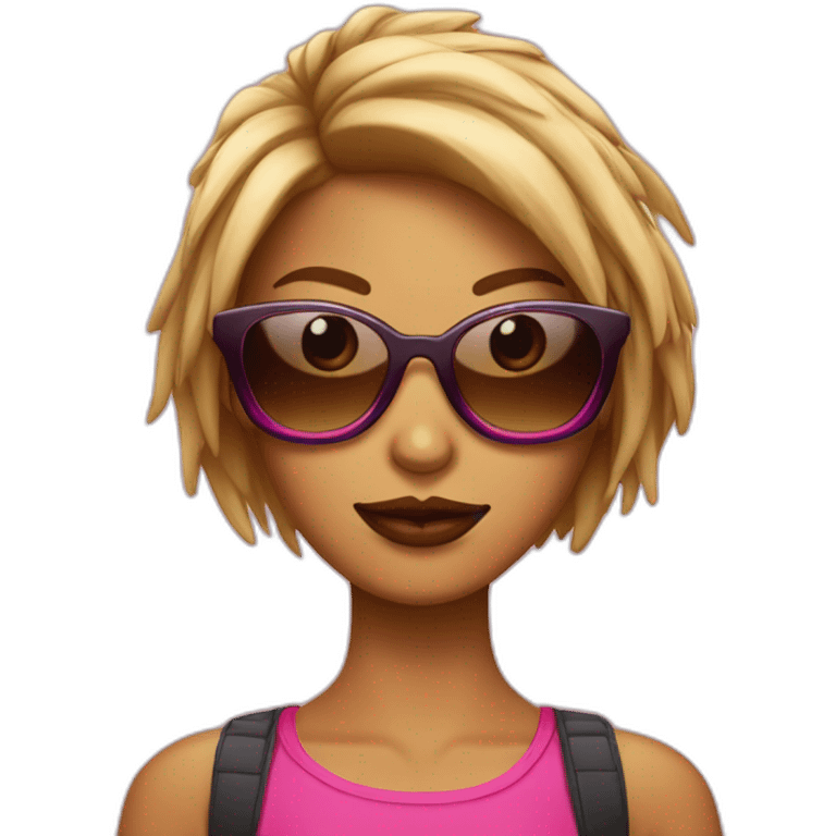 Chica pelo marrón con gafas y labios pintados de rosa emoji