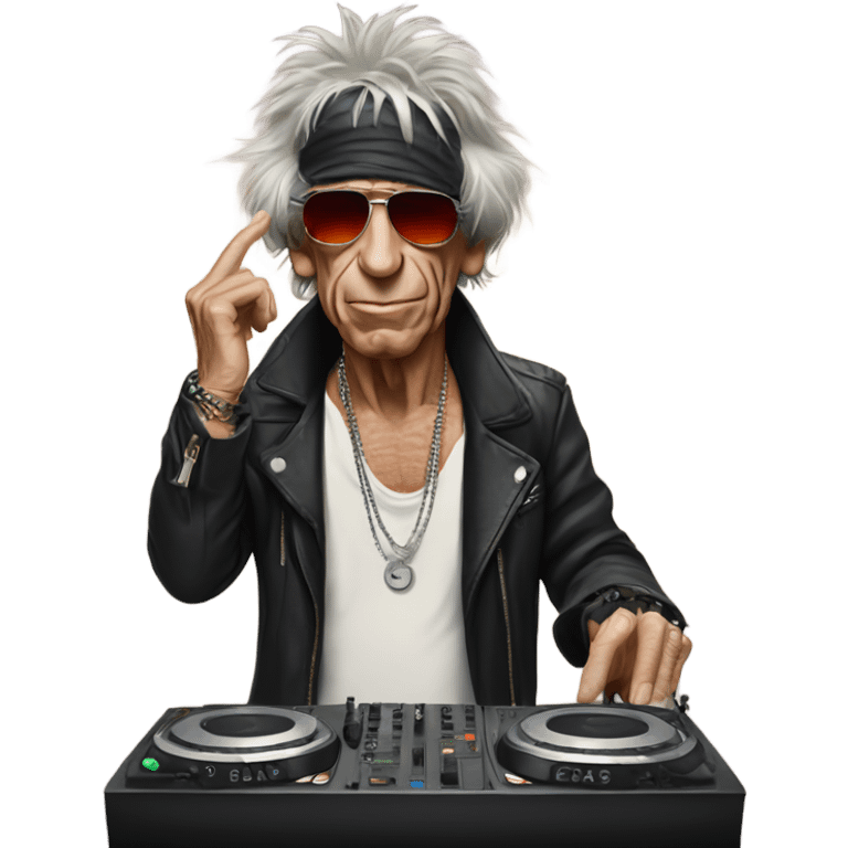 Keith Richards playing DJ emoji