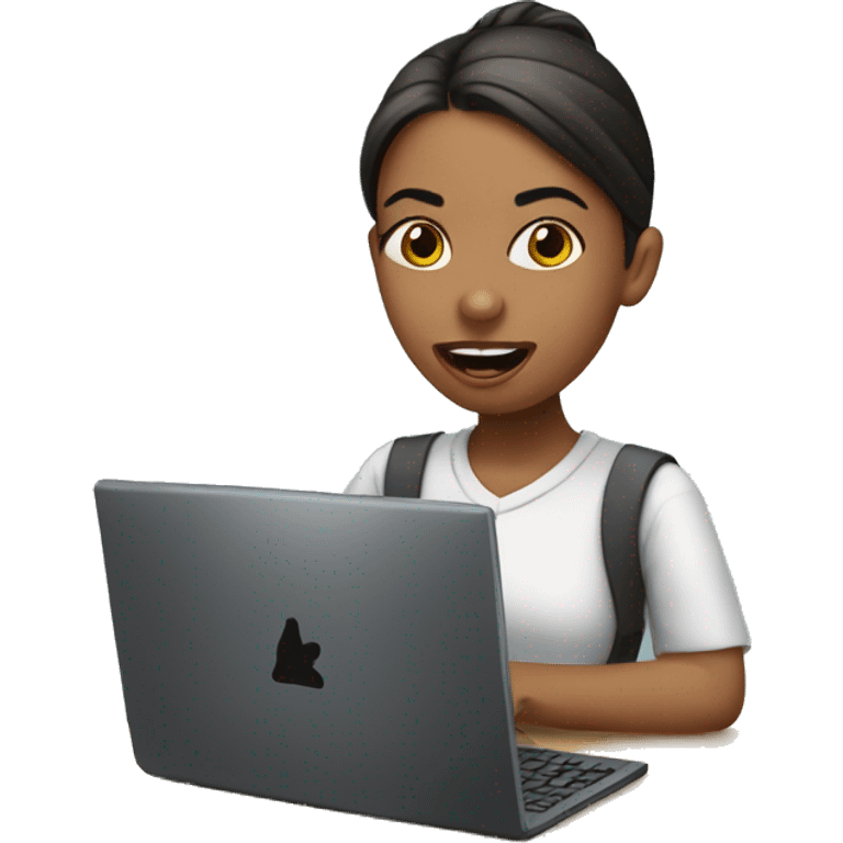 girl working on computer while sticking tounge out emoji