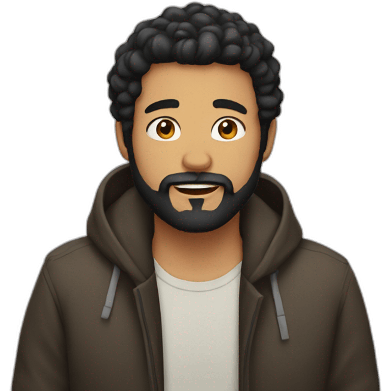 man, black hair, 30 years olds and a beard emoji