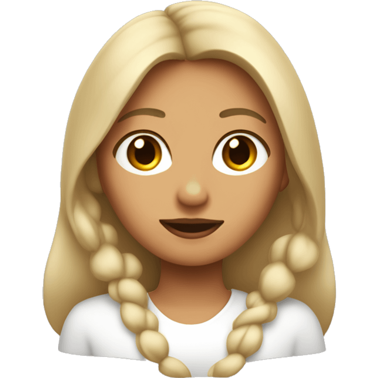 Mujer con pelo carmelita y piel blanca con ojos verded emoji