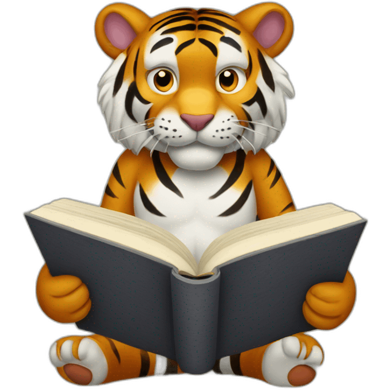 Tiger reading from the open book emoji