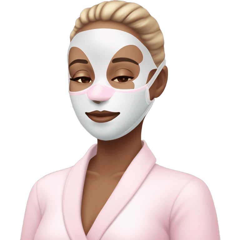 Lady with pastel pink face mask spa beauty full face relaxing emoji