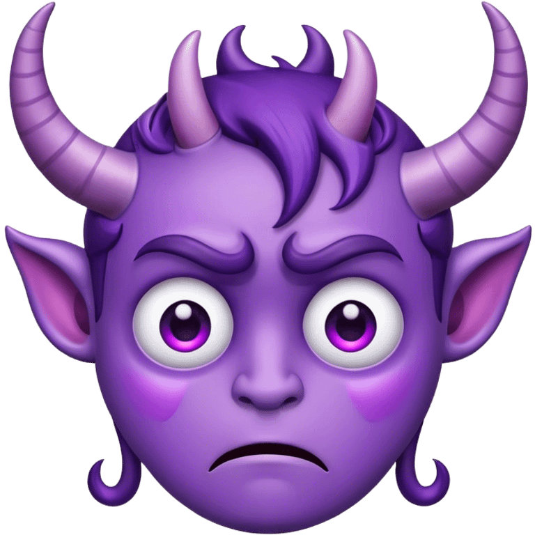 Purple face with horns with big teary eyes, furrowed eyebrows and small frown  emoji