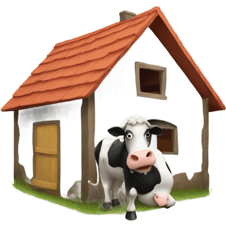 a cow out of a house  emoji